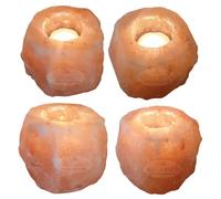 Himalayan Salt Candle Tealight Holder - Natural Pink Crystal for Home Decoration - Aromatherapy Candle Set | 4pc by NaturalKrafts, Punjab, Pakistan - Includes 4 Tealight Holders in Cardboard Box