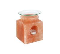 Himalayan Salt Cube Shaped Oil Burner -15cm x 10cm (1 Pc.) - Unique & Sophisticated Piece - Natural Fragrance & Soothing Ambience - Perfect for Home & Outdoor Use, Pink