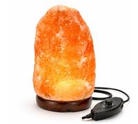 Himalayan Salt Lamp 2-3 kg with UK Plug Dimmer Switch - Natural Pink Himalayan Crystal Rock Lamp with Wooden Base - Relaxing Warm Ambient Night Light for Bedroom, Living Room, Meditation & Home Decor