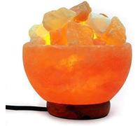 Himalayan Salt Lamp Bowl with Natural Crystal Chunks, USB Cord and Classic Wood Base Premium Quality from Himalayas