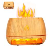 Himalayan Salt Lamp Diffuser 3 in 1 200ML Ultrasonic Essential Oil Diffuser Simulation Flame Humidifier Colorful Light Mist Diffuser Wood Grain Aroma Diffuser for Office Home Essential Oil Diffuser
