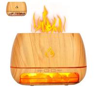 Himalayan Salt Lamp Diffuser 3 in 1 200ML Ultrasonic Essential Oil Diffuser Simulation Flame Humidifier Colorful Light Mist Diffuser Wood Grain Aroma Diffuser, Himalayan Salt Lamp Diffuser