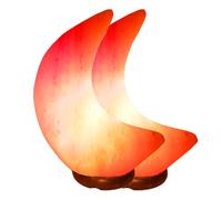Himalayan Salt Lamp, Moon Shape Design, Set of 2, Natural Crystal Glow Crafted from Foothills of Himalayas Comes with Complete Fitting Wooden Base UK Switch and Bulb
