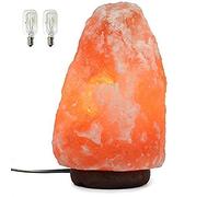 Himalayan Salt Lamp UL-Listed Dimmer Cord - 2X 15 Watt Night Light Bulbs Natural Crystal Rock Wood Base 7.5 to 8.5 inch (7.5 to 8.5 inch 2X Bulbs)