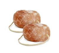 Himalayan Salt Lick Stone 2 x Lick Stone with Cord Total Approx. 6 kg for Horses, Sheep, Cattle, Wild Livestock Salt Mineral Lick Stone Premium Lick Stone