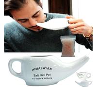 Himalayan Salt Pipe Inhaler Ceramic/Salt Inhaler The Salt Therapy Inhalators for Allergy Filled with 100% Pure Himalayan Salt Crystal Allergy and Breathing Difficulties Relief (Netipot)