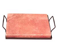 Himalayan Salt Plate Steel with Holder Set, Outdoor BBQ Himalayan Salt Block for Grilling Searing Chilling Cutting Seasoning & Serving, Size 12x8x1.6 inch.