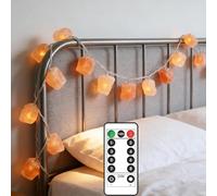 Himalayan Salt String Lights,Battery/USB Powered 10.8 ft 20 LED Natural Crystal Salt Warm Lights String with Remote,Indoor Outdoor Halloween Christmas Holiday Party Wedding Decoration (Warm White)