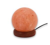 Himalayan Salt USB Lamp - Sphere - Desk Lamp with Wooden Base and Multi-Coloured LED