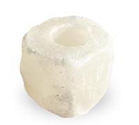Himalayan Whi1te Salt Candle Holder - Natural Rock Crystal Tealight Lamp for Home Décor & Gifting | 1 Pc by NaturalKrafts, Punjab, Pakistan - Cardboard Box Packed