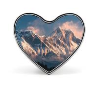 Himalayas Sunrise Badge Pin Brooch Heart Shape Button Aluminum Decor for Backpacks Hats