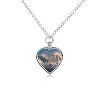 Himalayas Sunrise Pet Ash Necklace Keepsake Memorial Heart Pendant Jewelry