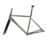 HIMALO Disc Brake Road Bike Frameset 700C Cr-Mo Steel Bike Frame 44/47/50/53/56cm Thru Alxe Frame 100/142mm ，with Carbon Fork(Gray,47cm)