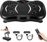 Himaly Vibration Plate Machine, Vibration Fitness Trainer with Bluetooth Speaker, 5 Program Modes, 2 Resistance Bands, Home Exercise Equipment for Fitness Body Toning Black