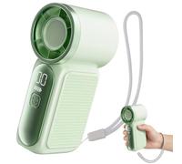 Himank Mini Handheld Fan, Mini Rechargeable Portable Pocket Little Fan Turbo Lash Fan, 6 Speeds 20000 RPM High Velocity Personal Fan with LED Display for Makeup/Travel/Home/Office (Green)