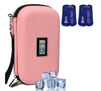 HIMDUZE 24 Hour Insulin Cooler Travel Case TSA Approved Refrigerated Medicine Cooler for Travel with Thermometer Temperature Display Diabetic Travel Bag Bag with 2 Reusable Ice Packs, Pink