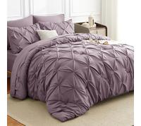 HIMEET Full Size Comforter Set Dusty Purple - 7 Pieces Pintuck Bed in a Bag