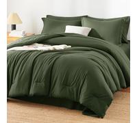 HIMEET Queen Comforter Set - Olive Green, 5 Pieces All Season, Includes 1 Comforter, 2 Pillowcases, 1 Flat Sheet, 1 Fitted Sheet & 2 Pillow Shams