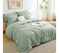 HIMEET Sage Green Queen Comforter Set, 7 Pieces Bed in a Bag Queen Lightweight Bedding Set, All Season Soft 7PC Bed Set with Comforter, Flat Sheet, Fitted Sheet, Pillowcases & Pillow Shams