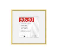 HIMEETIME® 1x 30x30cm Square Picture Frames,Gold Aluminum Thin Frame,20x20cm Mat Included,Metal Narrow Wall Photo Frame for Wall Mounting Only