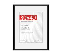 HIMEETIME® 1x 30x40cm Picture Frames,Black Aluminum Thin Frame,21x30cm Mat Included,Metal Narrow Wall Photo Frame with Shatterproof Acrylic,Wall Mounting Only
