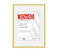 HIMEETIME® 1x 30x40cm Picture Frames,Gold Aluminum Thin Frame,21x30cm Mat Included,Metal Narrow Wall Photo Frame with Shatterproof Acrylic,Wall Mounting Only
