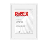 HIMEETIME® 1x 30x40cm Picture Frames | White Obeche Wood Thin Frame | 21x30cm Photo Mat Included | Large Wall Mount Photo Frame | Solid Wood