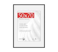 HIMEETIME® 1x 50x70cm Picture Frames,Black Aluminum Thin Frame,40x50cm Mat Included,Large Metal Narrow Wall Photo Frame Wall Hanging Landscape or Portrait Orientation