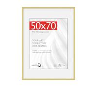 HIMEETIME® 1x 50x70cm Picture Frames,Gold Aluminum Thin Frame,40x50cm Mat Included,Large Metal Narrow Wall Photo Frame Wall Hanging Landscape or Portrait Orientation