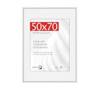 HIMEETIME® 1x 50x70cm Picture Frames,Silver Aluminum Thin Frame,40x50cm Mat Included,Large Metal Narrow Wall Photo Frame Wall Hanging Landscape or Portrait Orientation