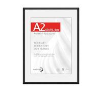 HIMEETIME® 1x A2 Picture Frame 42x59.4cm,Black Matte Aluminum Metal Frame,30x42cm Mat Included,Shatterproof Acrylic Glass,Wall Mounting Only