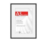 HIMEETIME® 1x A3 29.7x42cm Picture Frames | Black Matte Aluminum Metal | 30x42cm Certificate Frame with Shatterproof Acrylic Glass | Portrait & Landscape Wall Mount | Slim Professional Profile