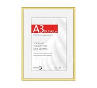 HIMEETIME® 1x A3 29.7x42cm Picture Frames | Gold Matte Aluminum Metal | 30x42cm Certificate Frame with Shatterproof Acrylic Glass | Portrait & Landscape Wall Mount | Slim Professional Profile