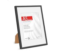 HIMEETIME® 1x DIN A5 14.8x21cm Aluminium Metal Picture Frame,Matte Black,15x21cm Certificate Frame with Shatterproof Acrylic Glass,Wall or Table Mount