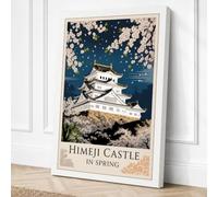 Himeji Castle in Spring Canvas Wall Art Print 18x12 Inch
