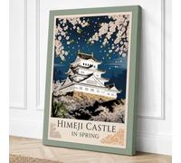 Himeji Castle in Spring Canvas Wall Art Print 24x16 Inch