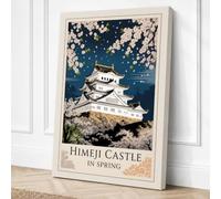 Himeji Castle in Spring Canvas Wall Art Print 36x24 Inch