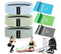 HIMESPORNER Wide Fabric Resistance Bands for Working Out, 3 Level Non-Slip Exercise Booty Bands for Women & Men Leg and Glutes with Hair Ties and Tape Measure - for Home Gym Workout, Yoga, Pilates