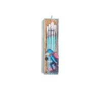 HIMI Brush Set of 5, Includes 3 Filbert Brushes, 1 Flat Brush, 1 Round Brush, Blue Edition, Beginner Paint Art Brushes Set, Acrylic, Gouache Painting, Soft Blends, Bold Strokes, Fine Details