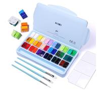 HIMI Gouache Paint Set, 36 Colors x 12ml Twin Jelly Cup Design with 3 Paint Brushes and a Palette in a Carrying Case Perfect for Artists, Students, Gouache Opaque Watercolor Painting