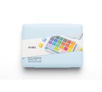 HIMI Jelly Cup Gouache Set 24 Paint Colours, 3 Brushes, Paint Pallete, Ice Blue Case, Add Water to Reactivate, Smooth, Rich Colours, Gift, Artist Art Supplies, Large Scale Art Work to Fine Details