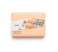 HIMI Jelly Cup Gouache Set 48 Paint Colours, 3 Brushes, Paint Pallete, Peach Fuzz Case, Add Water to Reactivate, Smooth, Rich Colours, Gift, Artist Art Supplies, Large Scale Art Work Fine Details