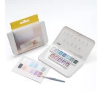 HIMI Metallic Watercolor Paint Set 12 Colors, Travel Water Colors with Paints Brushes, Crafts Painting Supplies, Shimmer Metallic Colourful Paints Set, Drawing Gifts for Youth Teens Adults (Silver)