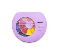 HIMI Semi-Moist Watercolour Set, 24 Colours in Pans, Brush, Purple Case Edition, Softer Than Dry, Wake Up with Splash of Water, Easy to Mix, Paint Brush, Art Set Supplies, Gift, Beginner