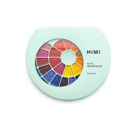 HIMI Semi-Moist Watercolour Set, 38 Colours in Pans, Brush, Green Case Edition, Softer Than Dry, Wake Up with Splash of Water, Easy to Mix, Paint Brush, Art Set Supplies, Gift, Beginner