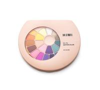 HIMI Solid Watercolour Set 38 Colours in Pans, Brush, Pink Case, Opens Like Makeup Palette, School Art, Teen Sketching, Bold Experiments, Watercolor Supplies Kit, Portable, Beginner Hobby, Gift