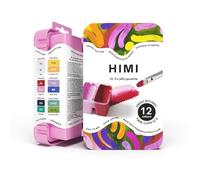 HIMI Twin Cup Gouache Set, 12 Fresh Botanic Colours, Pink Case, Painting, Art Set for Artists, Paint, Brush, Paints Supplies, Travel Artist Gift, Mini Art Paint Essentials