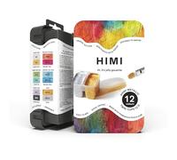 HIMI Twin Cup Gouache Set, 12 Shiny Metallic Colours, Black Case, Painting, Art Set for Artists, Paint, Brush, Paints Supplies, Travel Artist Gift, Mini Art Paint Essentials