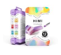 HIMI Twin Cup Gouache Set, 12 Soft Pastel Colours, Purple Case, Painting, Art Set for Artists, Paint, Brush, Paints Supplies, Travel Artist Gift, Mini Art Paint Essentials