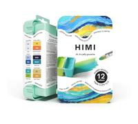 HIMI Twin Cup Gouache Set, 12 Sunny Seaside Colours, Green Case, Painting, Art Set for Artists, Paint, Brush, Paints Supplies, Travel Artist Gift, Mini Art Paint Essentials